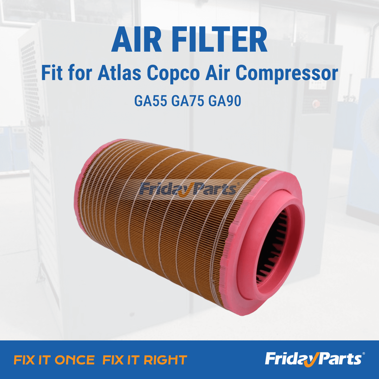 Atlas Copco air compressor intake air filter ICS-1613-9503-00 front view