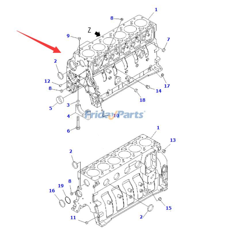 Bloque de cilindros desnudo 6735-21-1010 6731-21-1270 para motor Komatsu 6D102 Excavadora PC200-6 PC220-6 PC250LC-6LE para Excavadora Para KOMATSU FridayParts
