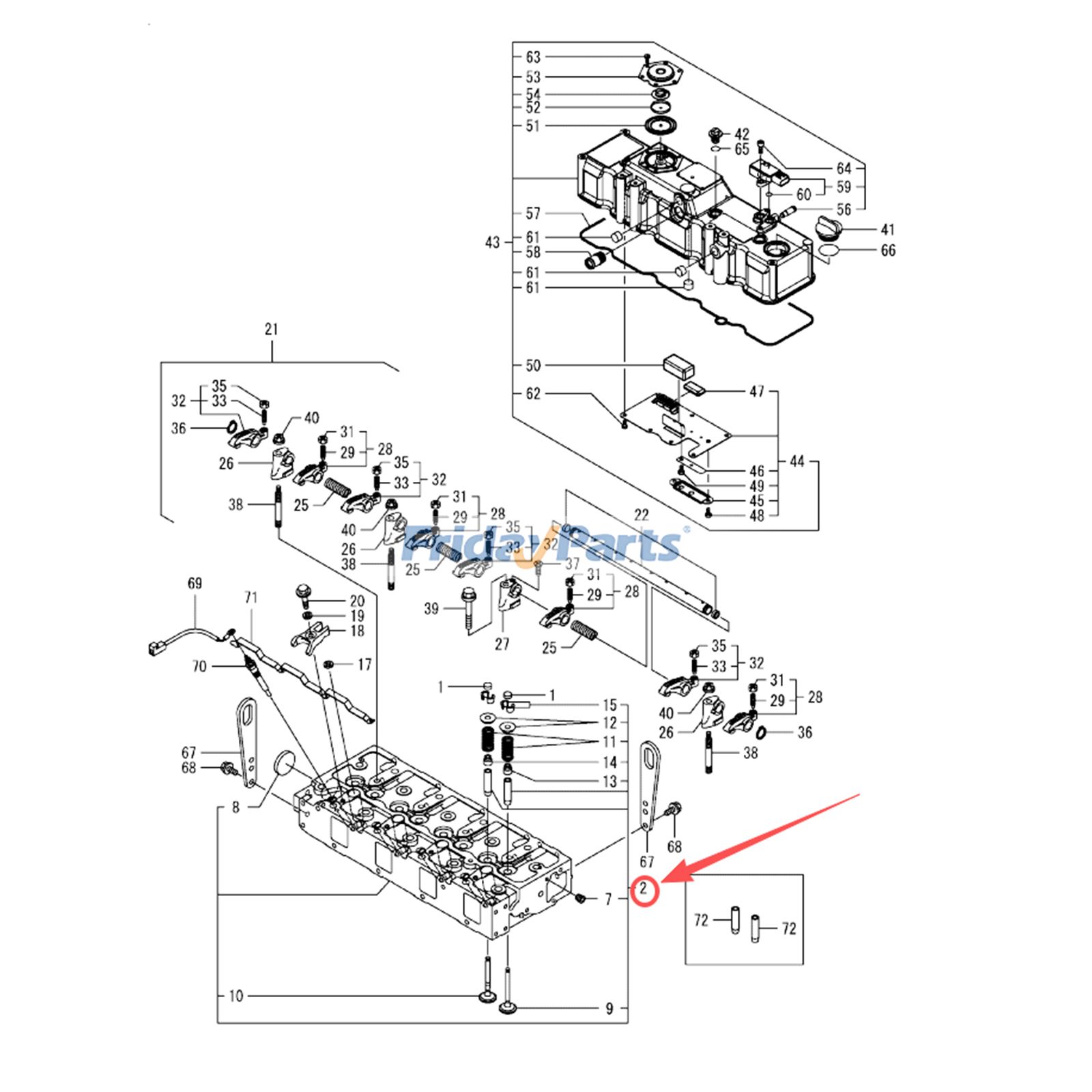 Culatas completas de 8 válvulas 129E00-11720 para motor Yanmar 4TNV98C, excavadora Komatsu PC80MR-5 PC80MR-5E0 Para KOMATSU