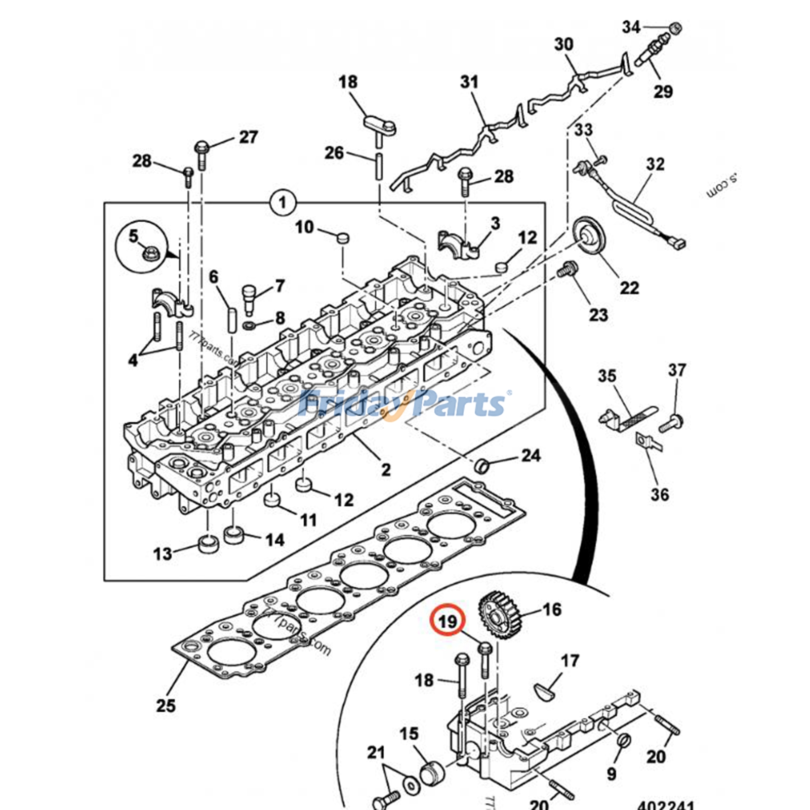 Perno de culata 02/801202 para excavadora JCB JS200W T3 JS220 JS260 JS360 JS220LR JS200 JS330-AUTO Para JCB