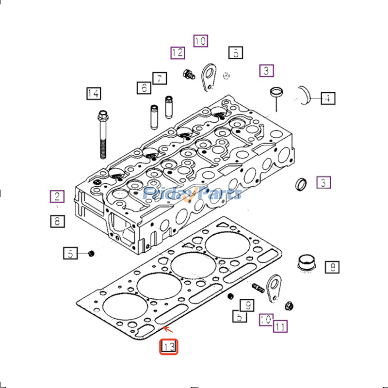 Junta de culata E6820A0303 para motor Daedong 4B243TLWM, tractor Mahindra 6010, 6110, Kioti RX6010 Para Kioti,Para Mahindra