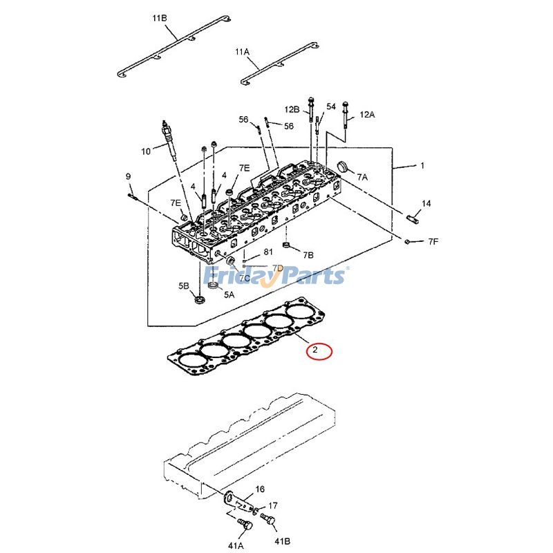 Junta de culata 1111411960 para motor Isuzu 6BG1 John Deere Excavator 210 210CW 225CLC 270CLC de FridayParts