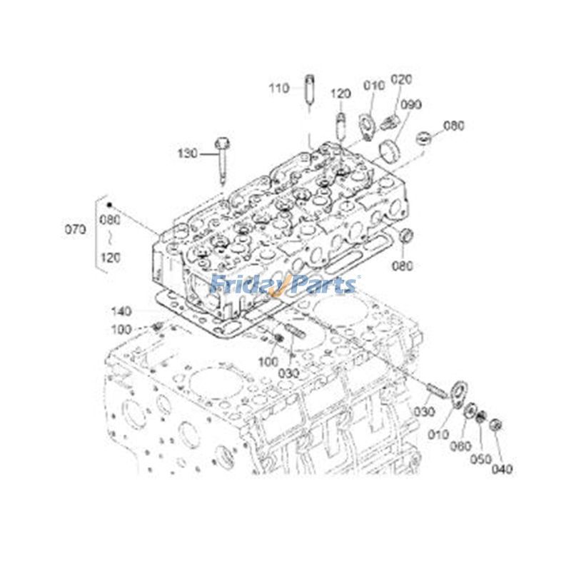 Cylinder Head Gasket V2403 V2203 KX121-3ST KX161-3ST U45ST 1.25 mm for Engine,Excavator,Generator,Loader,Tractor