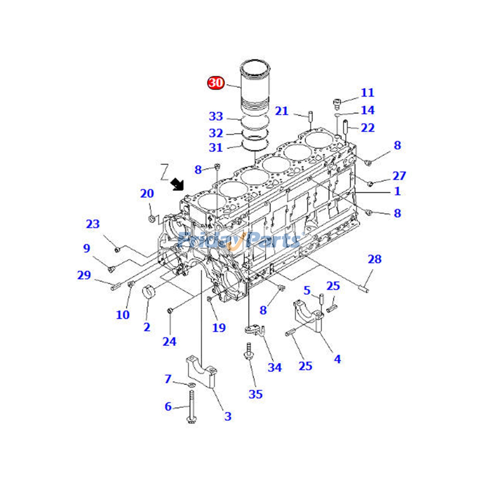 Camisa de Cilindro 6154-21-2220 para Motor Komatsu SA6D125E SAA6D125E Escavadeira PC400-7 PC400-50 PC400LC-7 PC400LC-8 PC400LCSE-8R para Motor,Escavadora ,Carregadora ,Caminhão Off-Road