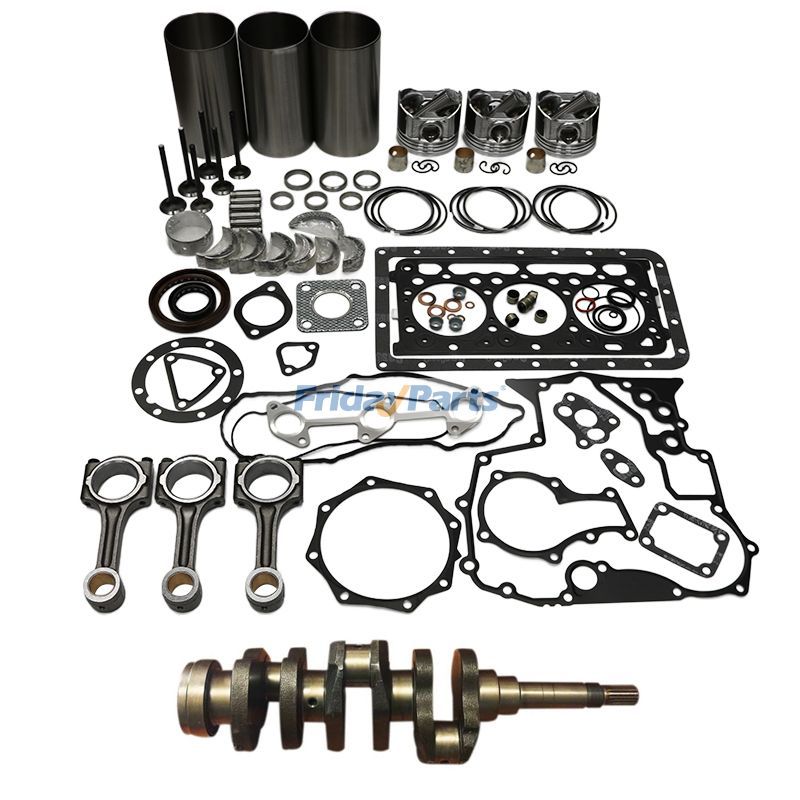 D1803 Engine Standard Overhaul Rebuild Kit and 3 Pieces Connecting Rod with Crankshaft for Kubota L2800F L3240F L3400F L3540GST