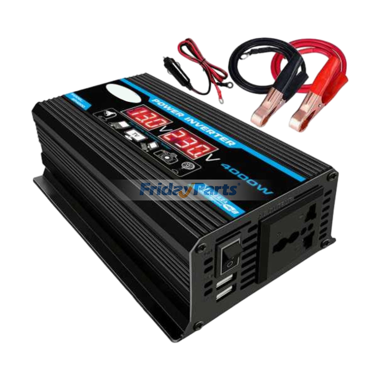 DC 12V To AC 220V 4000W Car Power Inverter Dual USB LED Voltmeter Converter for Car Truck RV Boat