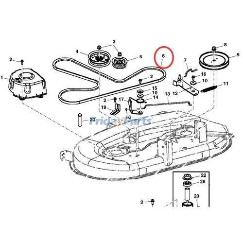 Deck Drive Belt GX20072 for John Deere Tractor D130 L100 L105 L110