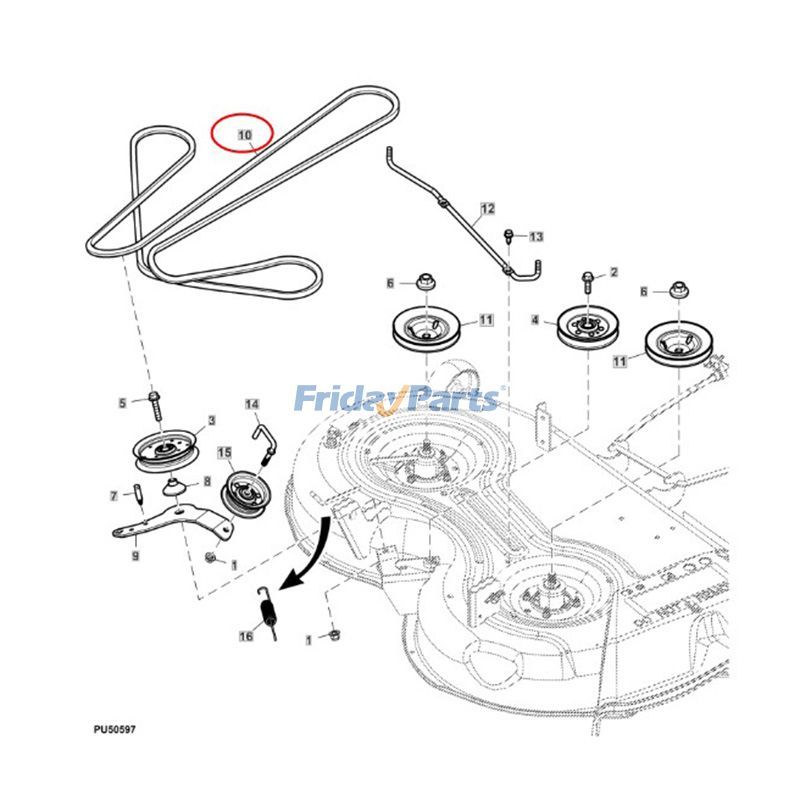 Correa de transmisión de plataforma M174994 para motor Kawasaki FS600V John Deere X330 X350 X354 X370