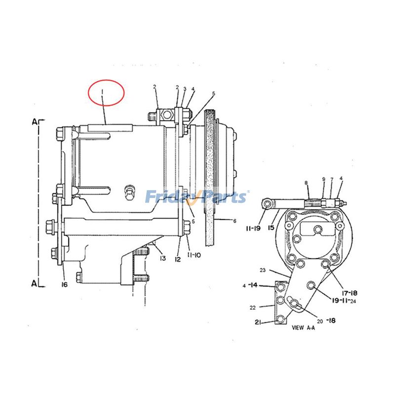FridayParts Delphi GM A6 A/C Compressorerpillar CAT 215 225 229 231D 245 943 953 963 973 983