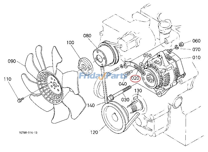 Sangle de réglage de l'alternateurpour Pelle,Tracteur