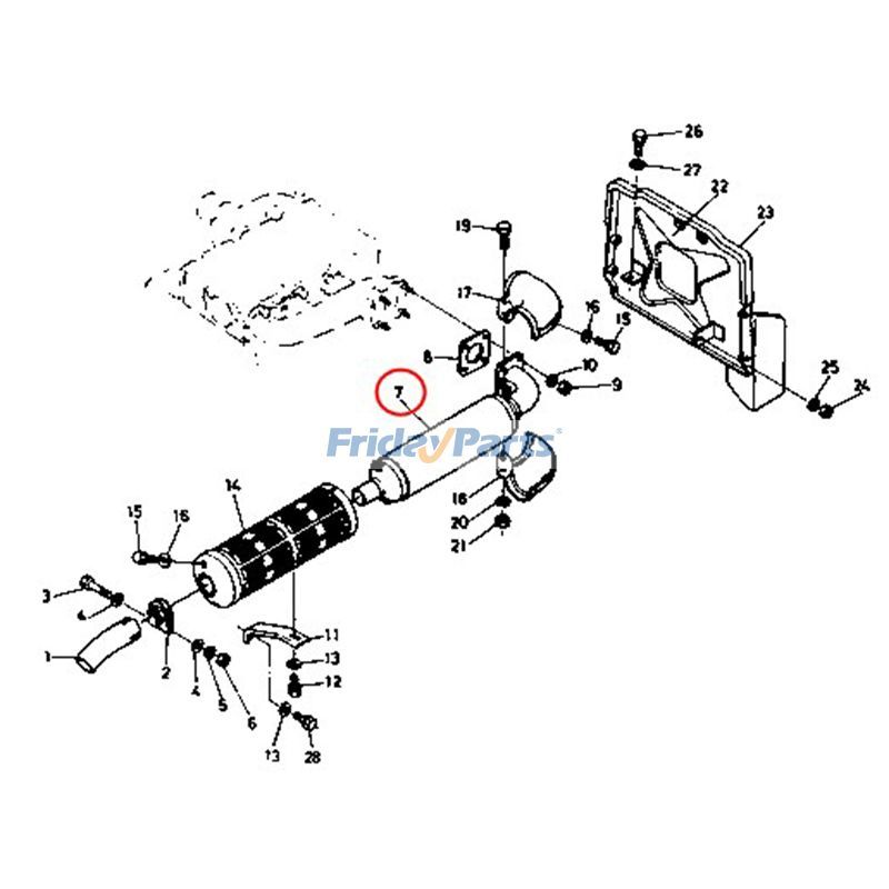 Silenciador 15371-12110 para Kubota Engine D722 D1105 V1505 WG750 Trator B6100E-P B6100HST-D B7100D-P B7200E B8200 para Motor,Trator