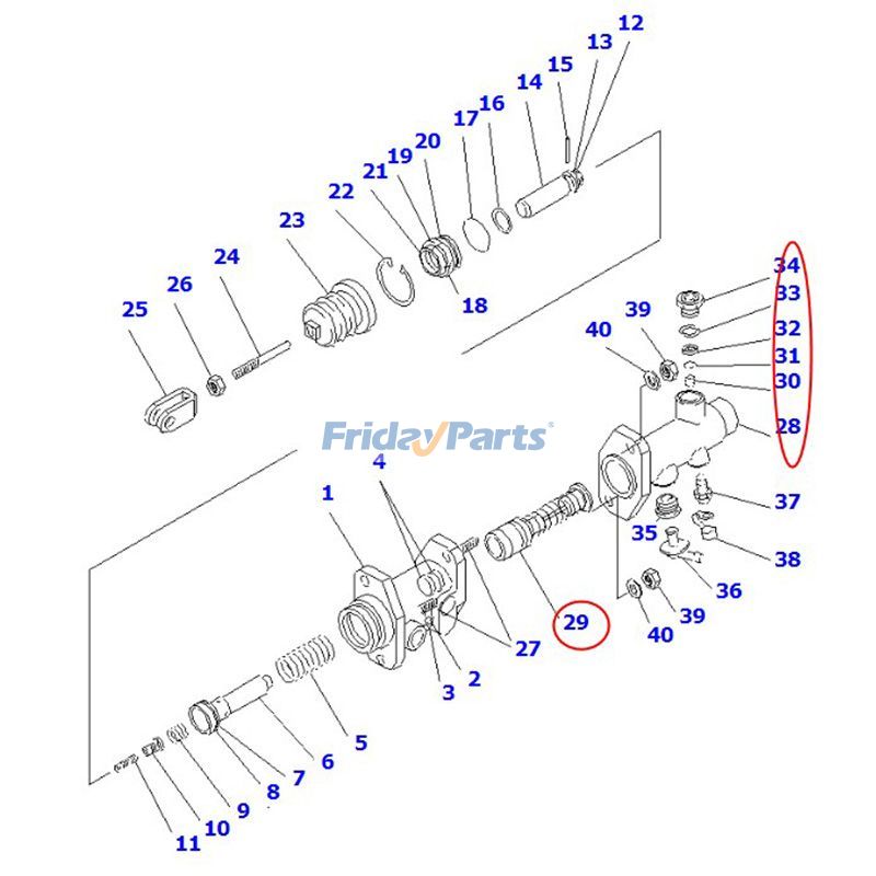 Cilindro maestro 30B-36-12640 para carretilla elevadora Komatsu BX50 FD25-17-A FD35A-17 FG30-17-W FG35A-16-EL FG25N-17-M Para KOMATSU
