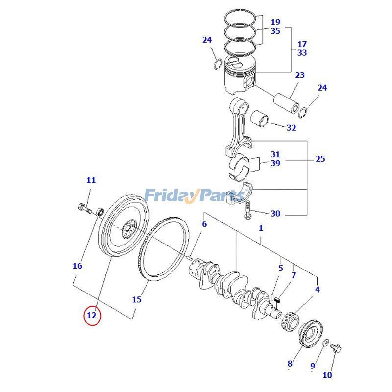 Volante YM129930-21590 para carretilla elevadora Komatsu BX20 BX50 4D92E-1ABD-F 4D92E-1ABW-F 4D98E-1GD-F 4D94E-1ABD-F Para KOMATSU