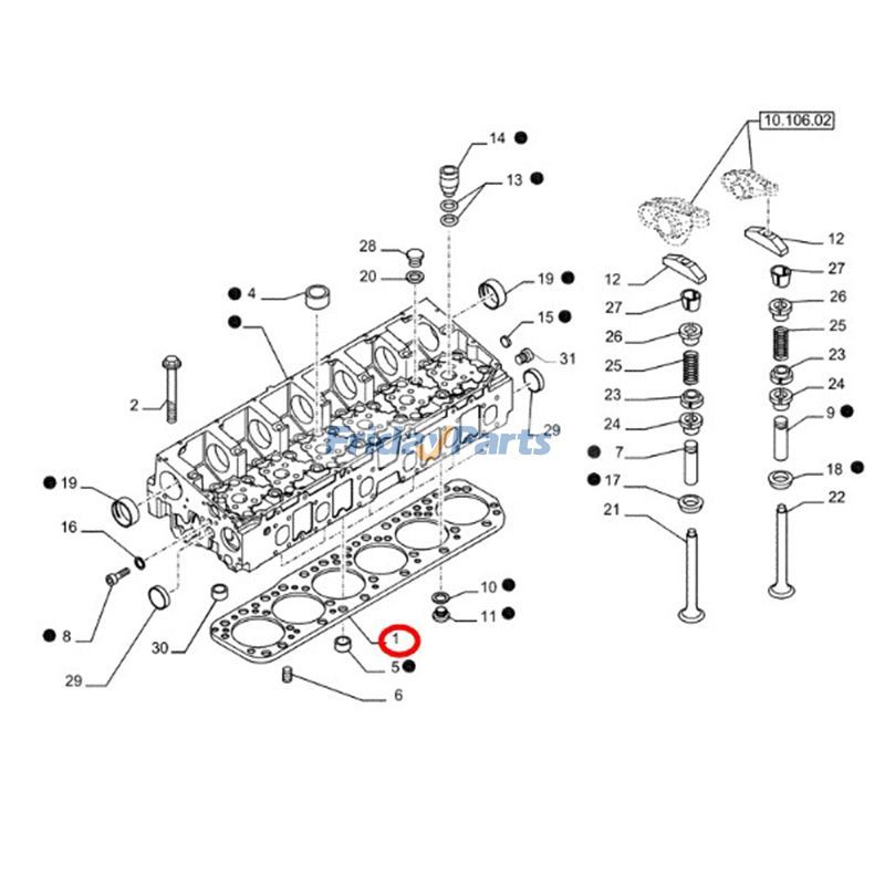 Junta de culata 504385500 para motor New Holland F2CFE613L A026 F2CFE613C A011 F2CE9684E E017 Cargadora W270C W300C Para New Holland