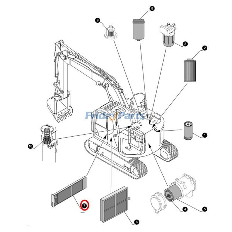 Filtro de ar KHR31800 51427557 para escavadeira CASE CX80C CX145C SR CX235C SR CX75C SR para Escavadora 