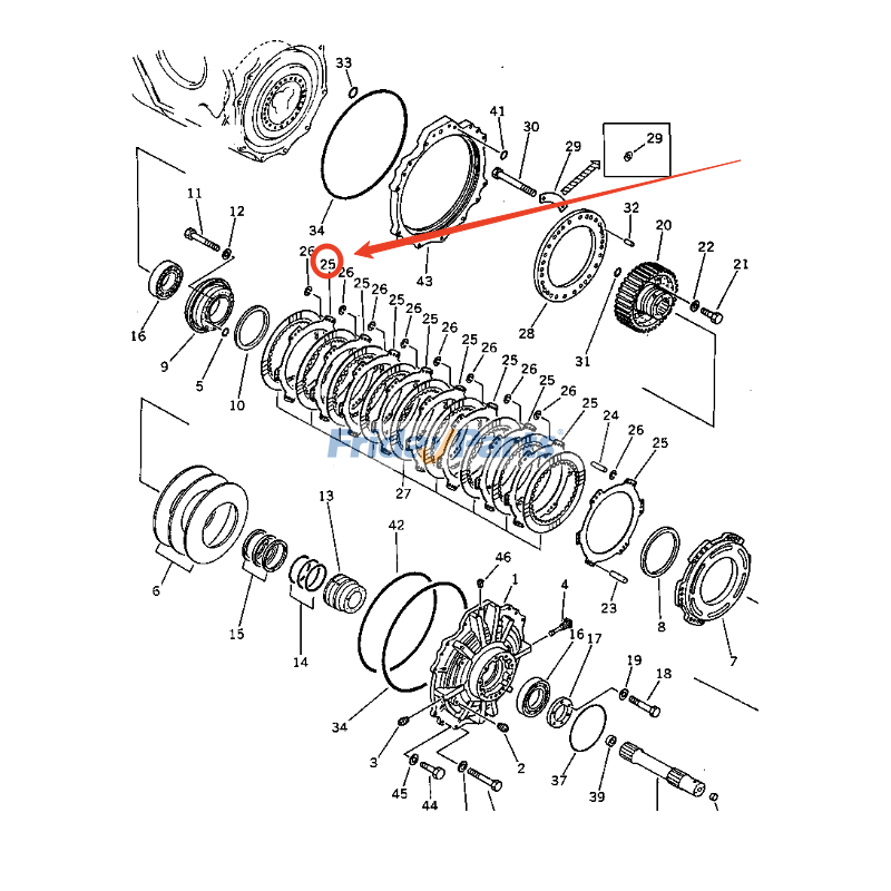 Placa de disco 195-22-13370 para topadora Komatsu D375A-1 D375A-2 D375A-3 D375A-3A D375A-3D D375A-5 D375A-5D D375A-6 D375A-8 D375AI-8 D375A-5E0 Para KOMATSU