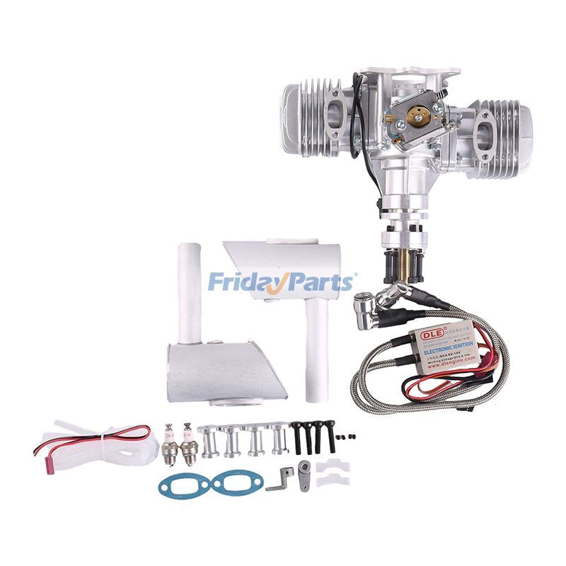 DLE-60 Twin Cylinder Two Stroke Side Exhaust Gas Engine for Large-Scale RC Aircraft and Unmanned Aerial Vehicles