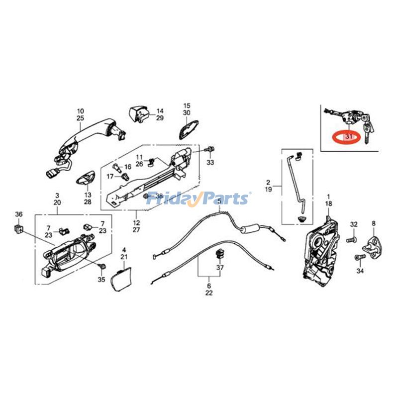 Türschlosszylinder mit 2 Schlüssel 72185-T2A-A01 für Honda 2013-2017 Accordfür Für Honda