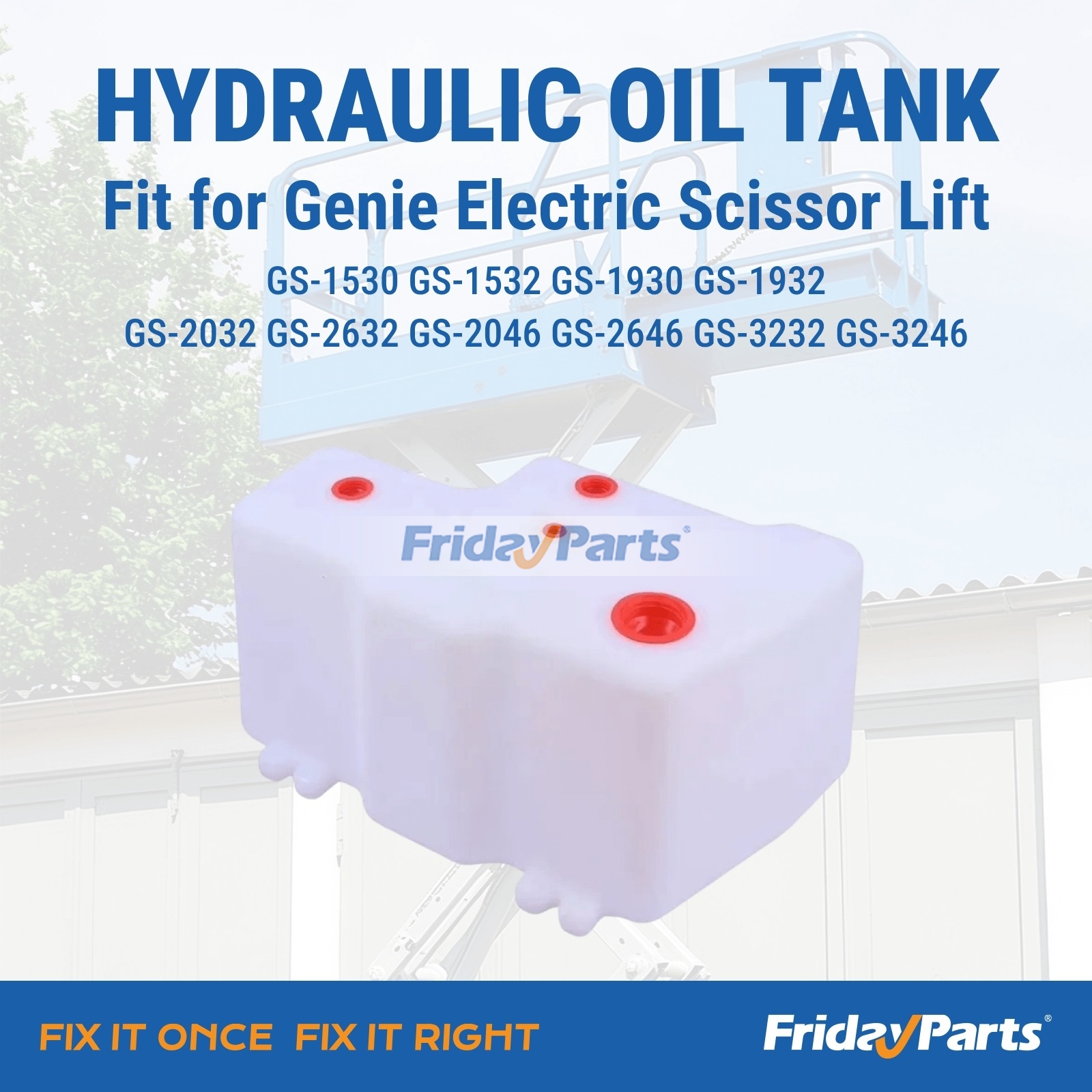 Tanque de aceite hidráulico T109012GT 96244GT para elevador de tijera eléctrico Genie GS-1530 GS-1532 GS-1930 GS-1932 GS-2032 GS-2632 GS-2046 GS-2646 GS-3232 GS-3246 de FridayParts
