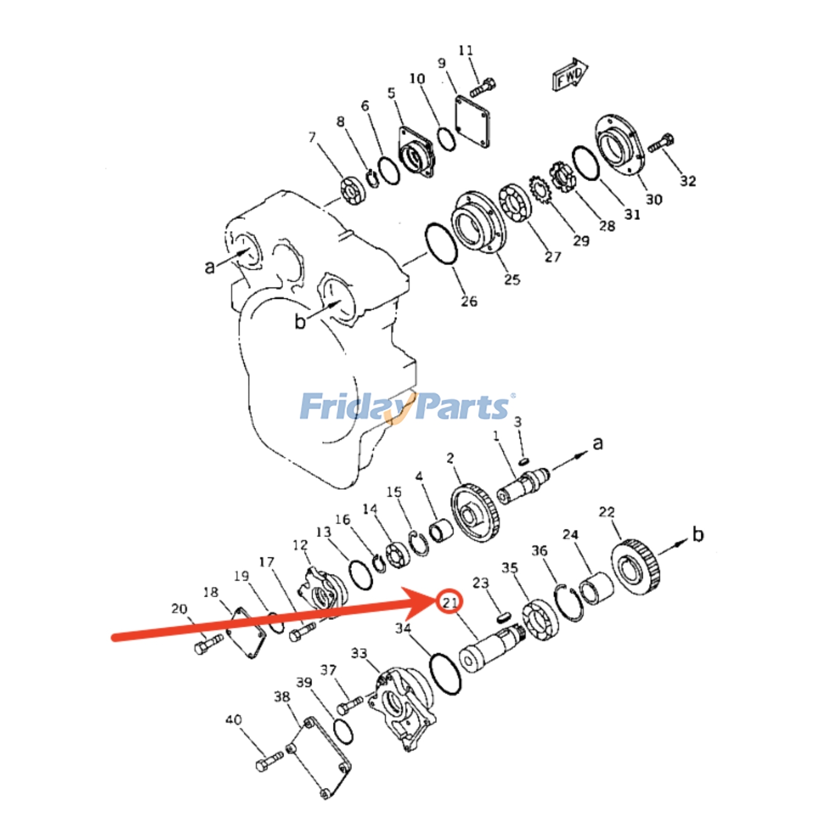 Eixo de transmissão 6631-21-4510 para motores Komatsu 6D125-1 S6D125-1 e Cummins NH-220-CI-1B e NH-220-CI-2U. para Motor