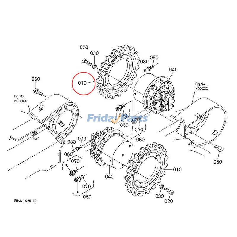 KUBOTA用用クボタ 掘削機 KX057-4 KX161-3 U45-3 U48-4 U55-4 U55CA 用ドライブ スプロケット RD411-14432