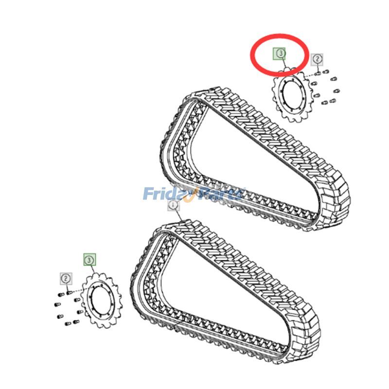 Pignon d'entraînement à 17 dents pour chenilles compactespour Chargeur