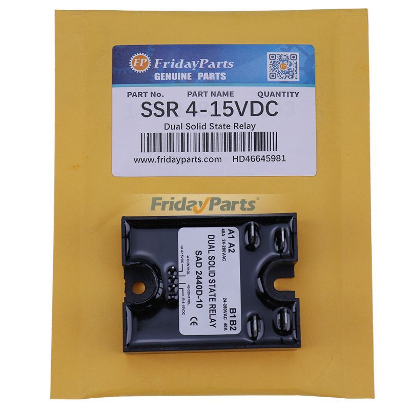 Relais statique double SSR 4-15 V CC Entrée 280 V CA 40 A D2440D-10 Activation aléatoire