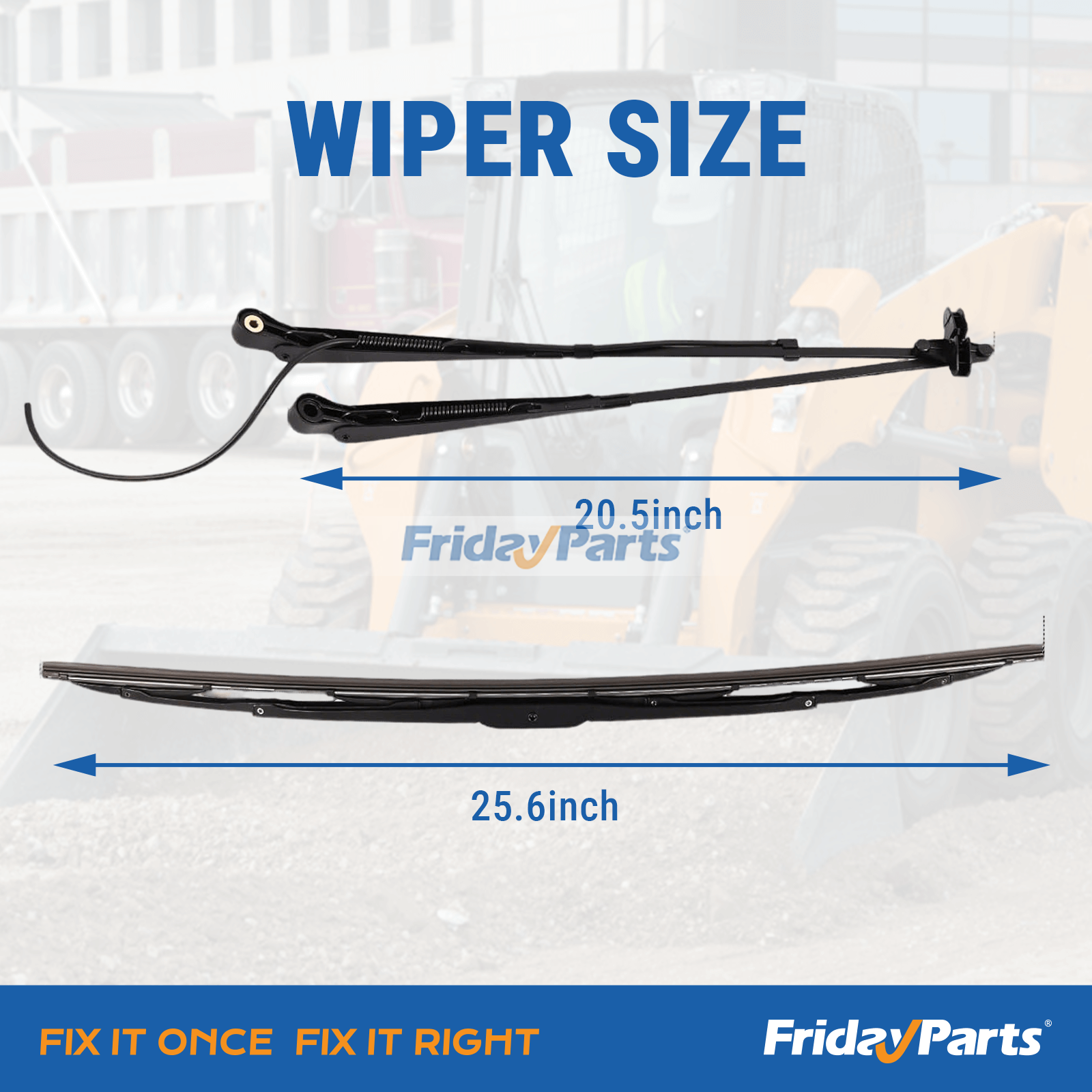 Loader Wiper Arm Blade Kit Compact Track & Skid Steer