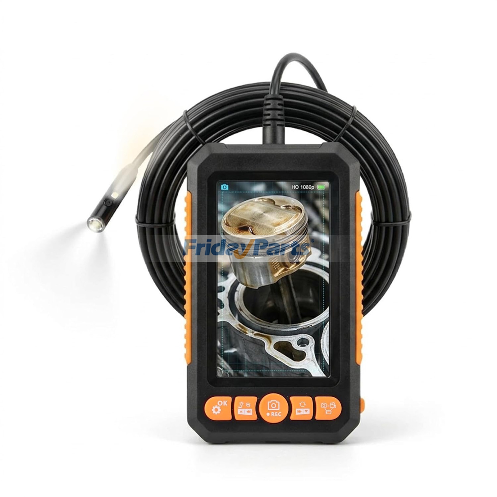 8mm Dual Lens Industrial Endoscope, 720P Borescope Inspection Camera with 4.3" Screen, 16.5FT Semi-Rigid Cable, IP67 Waterproof Snake Cameras with Lights