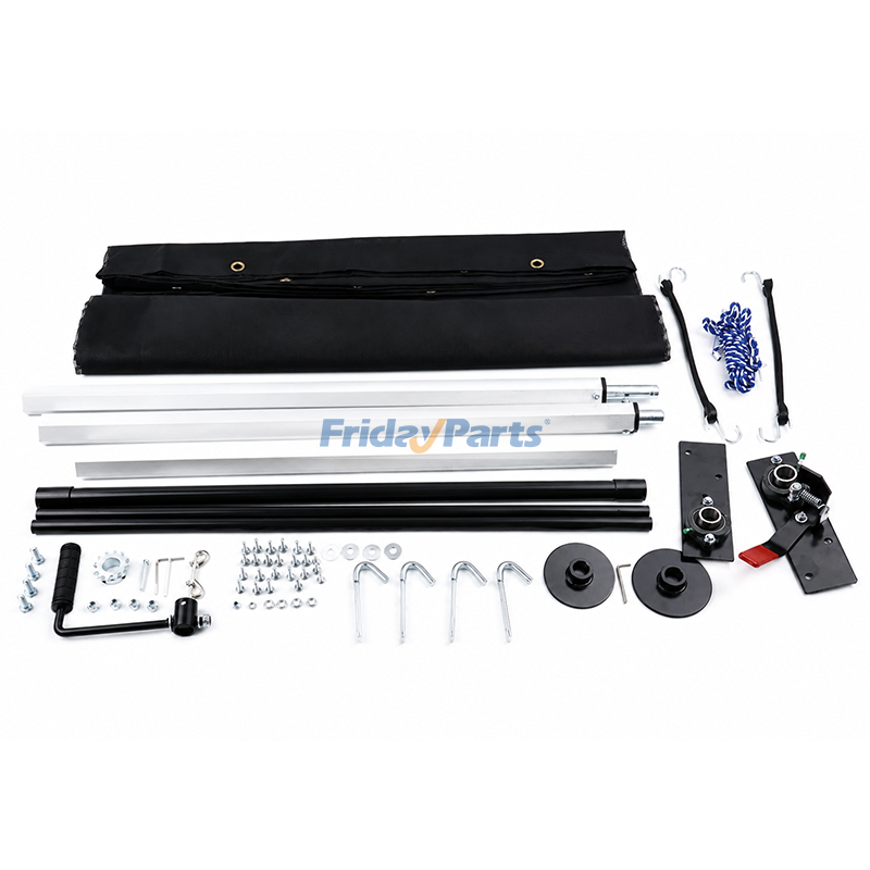Dump Trailer Tarp Kit 7'×20' Aluminum Tarp Roller with Rear Anti Sail Bow Double Pocket Mounting Hardware