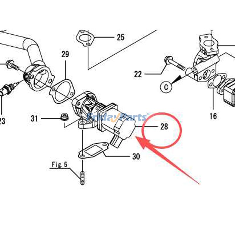 Válvula EGR para motor Yanmar 3TNV88C-DYEM 
