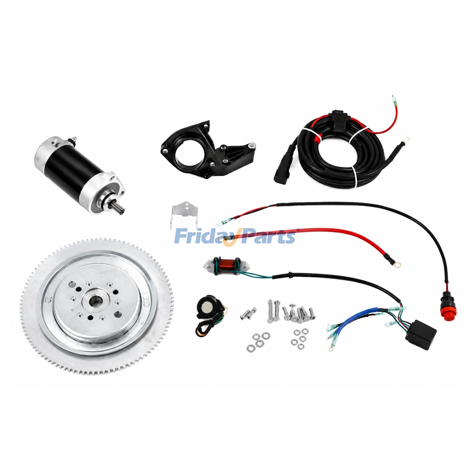 Electric Start Motor Kit with Flywheel for Yamaha Outboard 1998 2 stroke 25hp 25MSHX