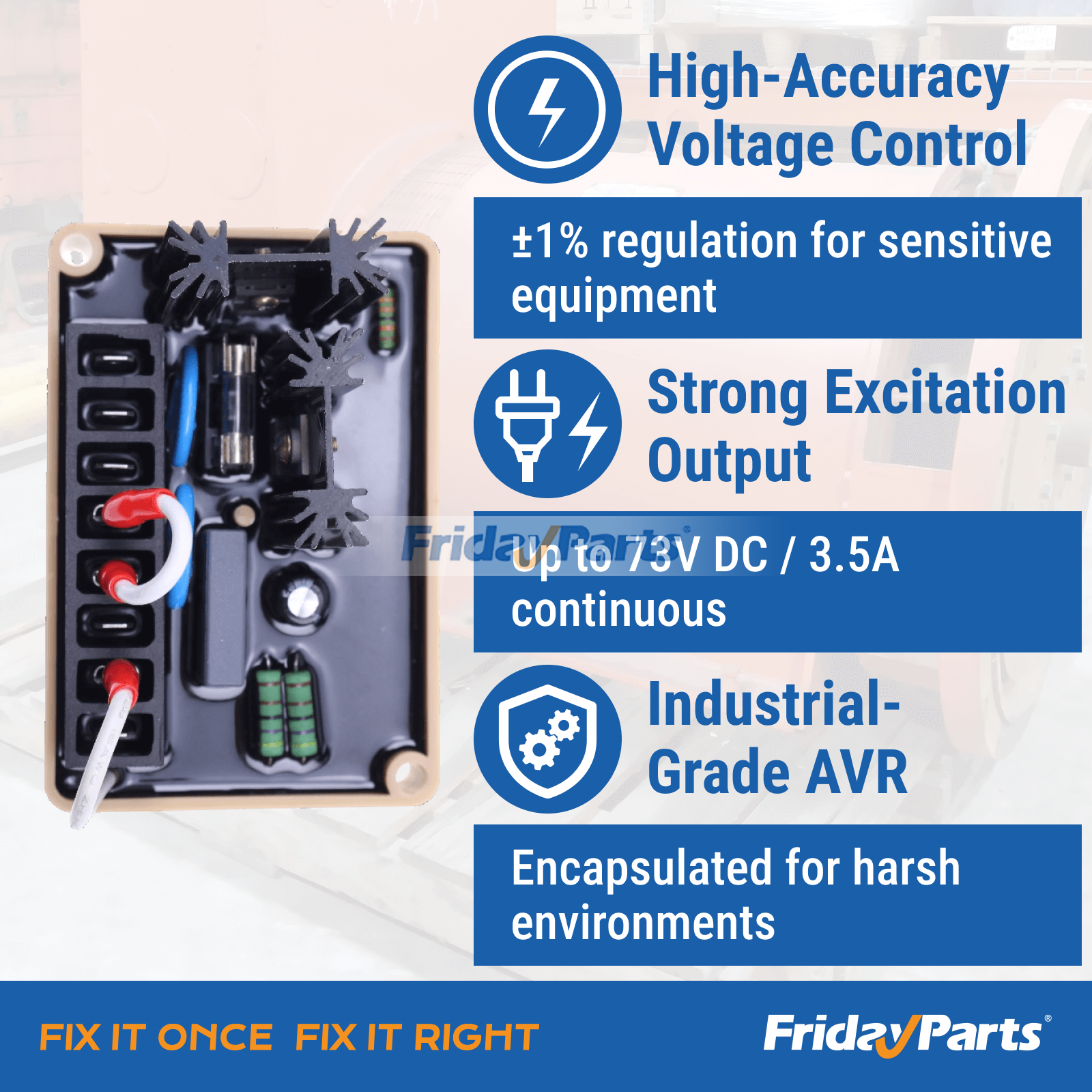 Regulador de voltaje automático controlador eléctrico AVR B-761594-01 SE350 para Marathon de FridayParts