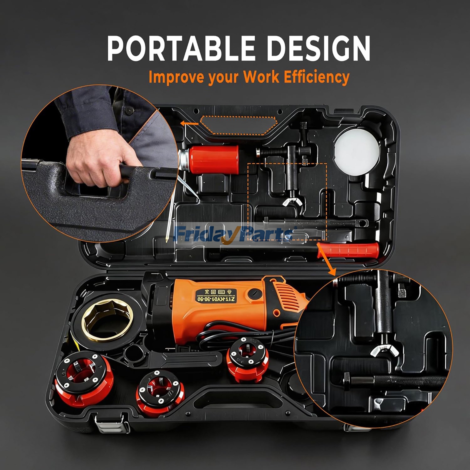 Electric Pipe Threading Machine, 2300W Handheld Threader with 4 NPT Dies (1/2"–1-1/4"), Copper Motor, Portable Kit with Carrying Case for less