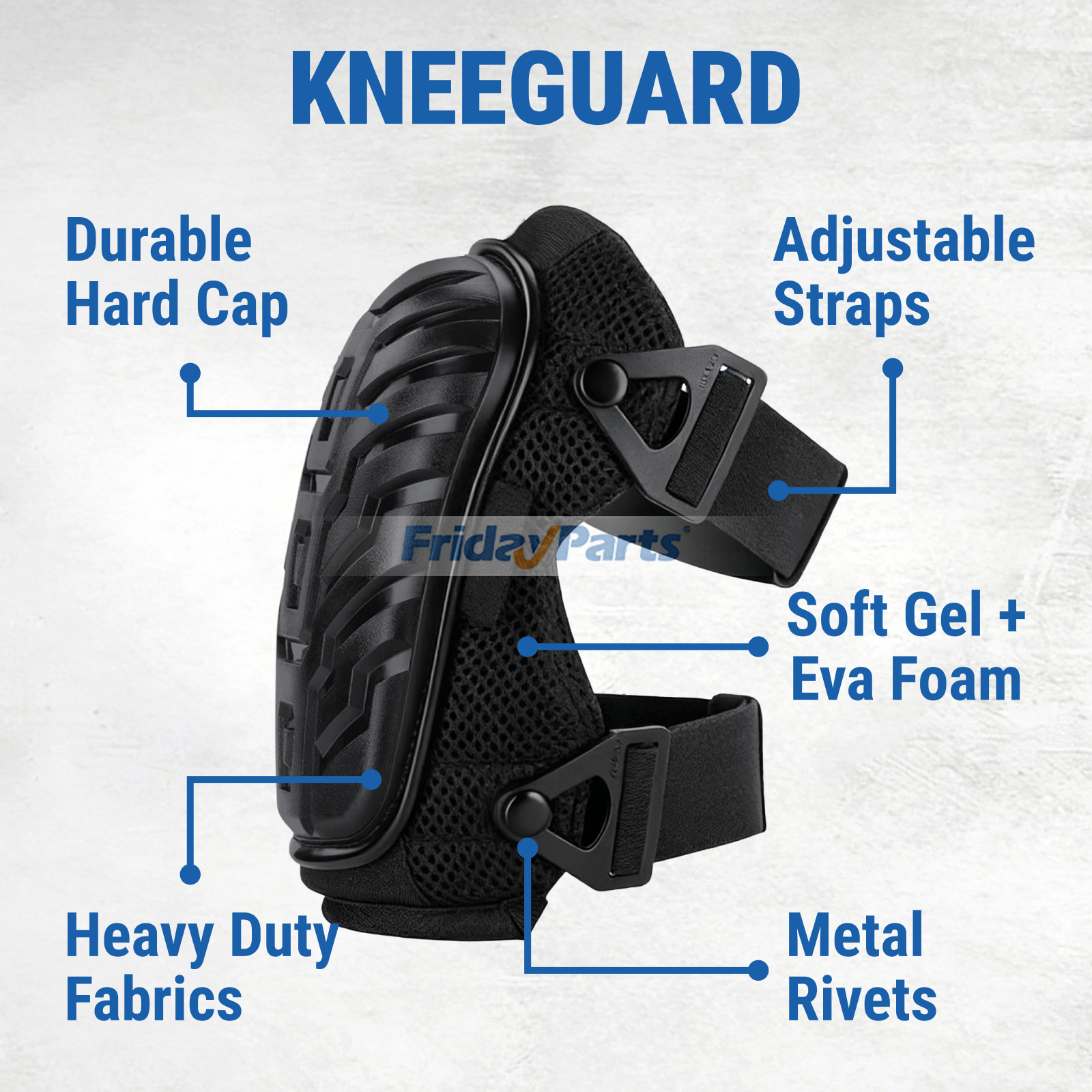 Joelheiras profissionais de gel para construção com espuma macia e almofada de gel FridayParts