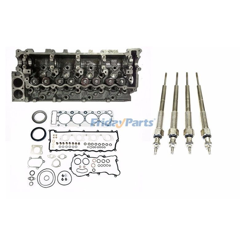 Kit de juntas de revisión y culata de motor 4HE1 4HE1-T 4HE1T 4HE1-TC con válvulas y 4 bujías incandescentes para camión Chevrolet GMC W3500 W4500 W5500 Isuzu NPR NQR 99-04