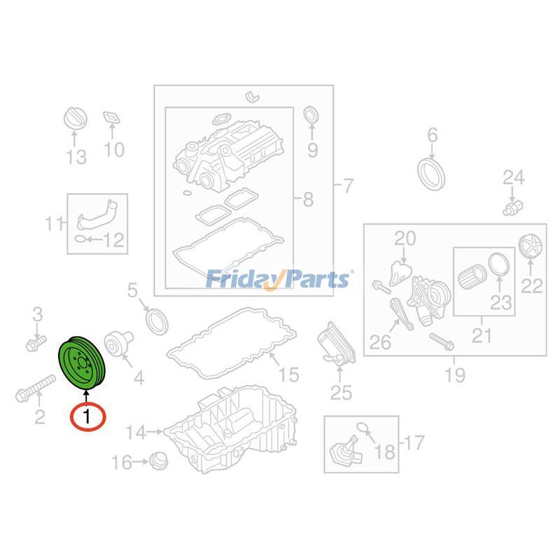 Polea del cigüeñal del motor 11237624103 para BMW 2012-2016 328i 2013-2017 X3 2013-2018 320i 2012-2015 X1 para Vehículo Para BMW FridayParts