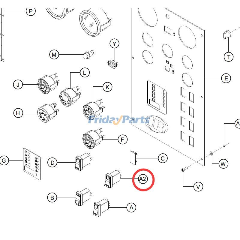 Interruptor basculante de éter 22054068 para compresor de aire Ingersoll Rand XHP-1170-FRAME-CAT XP750WCU XP825WCU HP675WCU HP750WCU de FridayParts