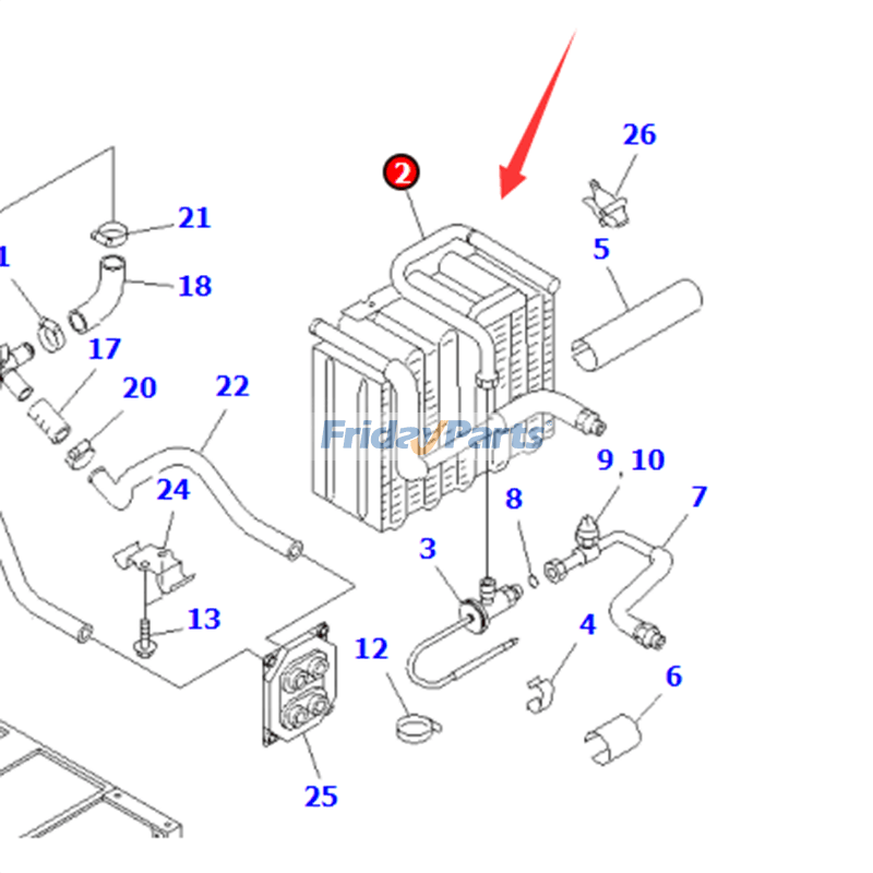 Évaporateur ND047600-8141 pour bulldozer Komatsu D60P D65E D65EX D65P D65PX
