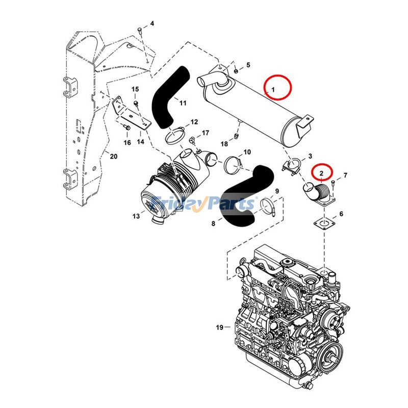 Exhaust Muffler 7181055 With Tube 7181083 7211391 for Kubota
