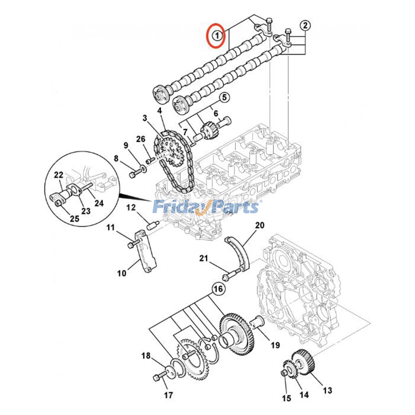 Arbre à cames d'échappement 02/802421 pour pelle JCB JS160 JS180 JS145W T3 JS130LC JS145LC JZ140WMpourPour JCB