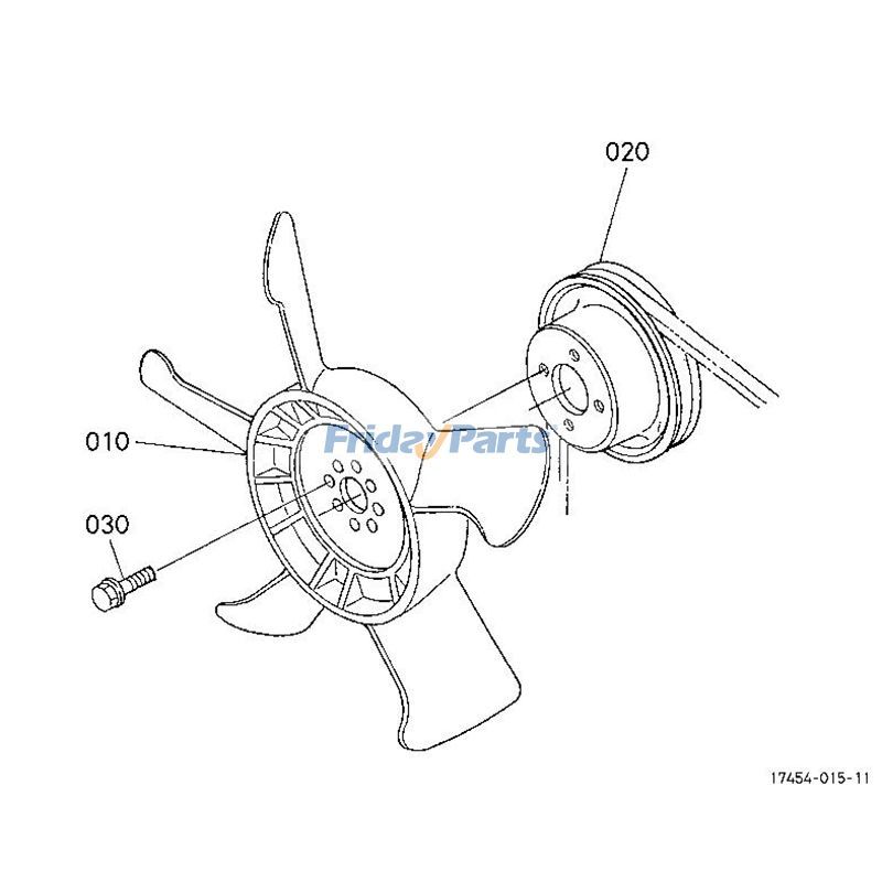 Ventilador 1K123-74110 para cortadora de césped Kubota ZD1021 ZD1021-3 ZD323 ZG332LP ZG332P ZP330LP para Cortacésped