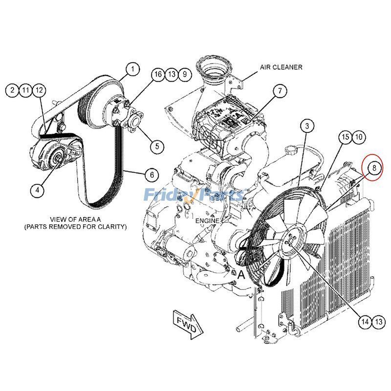 Back How Engine Fan 487-3310 for Caterpillar CAT Engine C4.4 Backhoe Loader 426F2
