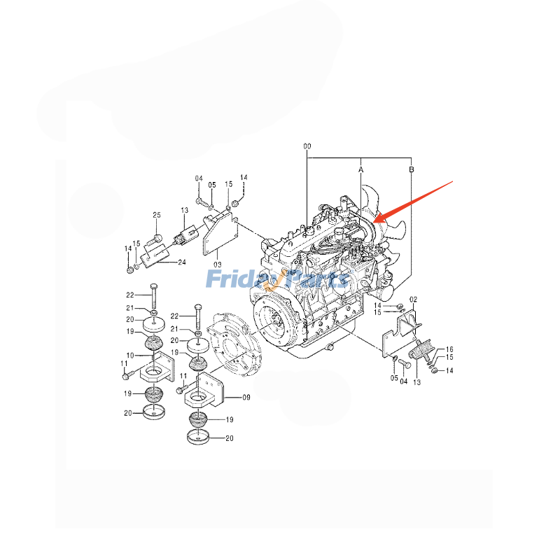 Correa de ventilador 4366702 para excavadora Hitachi EX40-2 EX45-2 Para HITACHI