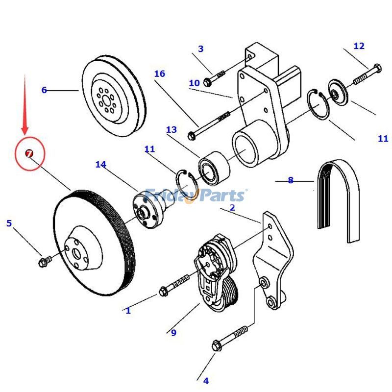 Fan Pulley 1304 821 H1 for Komatsu WA320-3 WA320-3L WA320-3MC WA380-3 WA380-3L WA380-3MC WA420-3 WA420-3L WA420-3MC