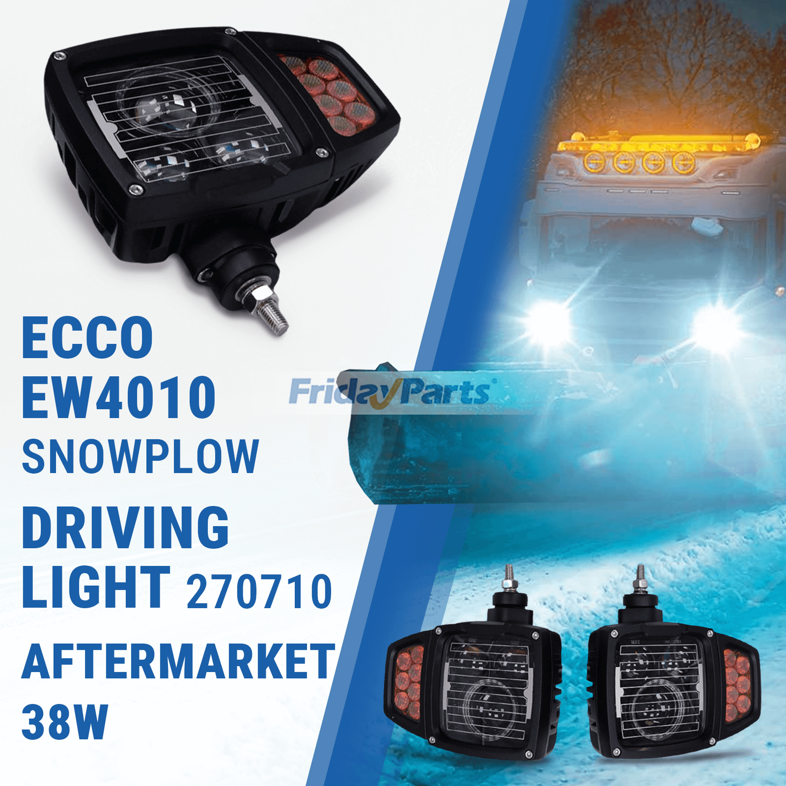 1 par de luces de conducción para quitanieves ECCO EW4010 de repuesto de 38 W 270710 para camión