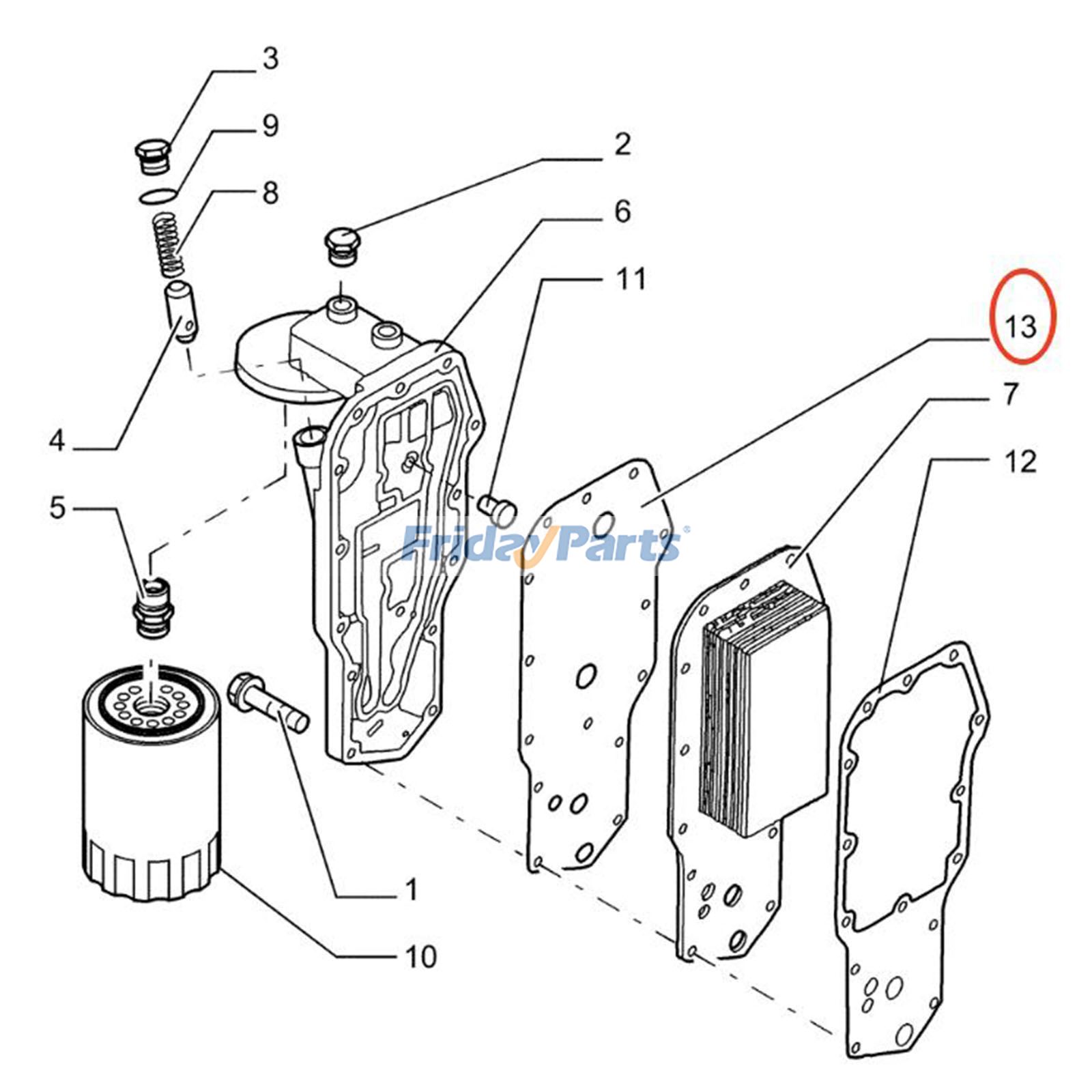 Junta do cabeçote do filtro J942915 para escavadeira CASE CX130 CX290, carregadeira e trator 1845C MX100 MX135 para Trator de Esteiras,Escavadora ,Empilhadeira ,Colheitadeira,Carregadora ,Motoniveladora,Trator