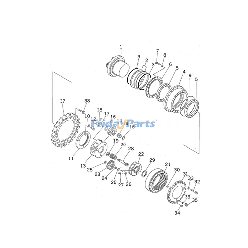 Transmissão final 207-27-00151 para escavadeira Komatsu PC250HD-6Z ...