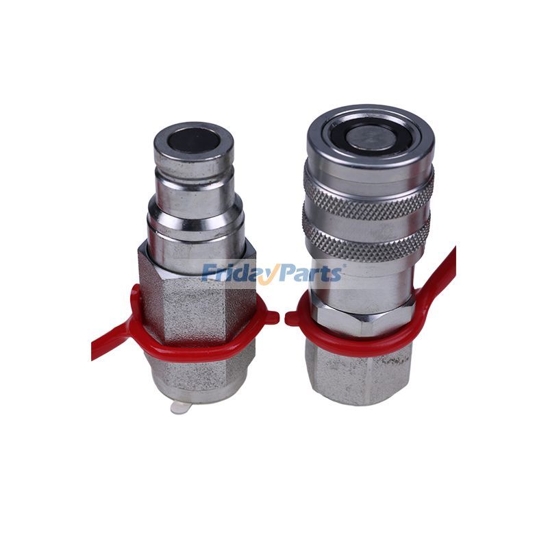 他ブランド用用フラットフェイス油圧カプラ/クイックコネクトカップリングセット、ダストキャップ付き 3/8" NPT x 1/2" ボディ