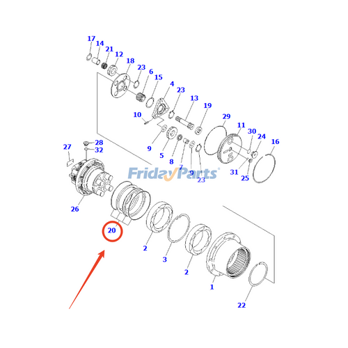 Conjunto de vedação flutuante FUFZD-8322-17 para escavadeira Komatsu ...